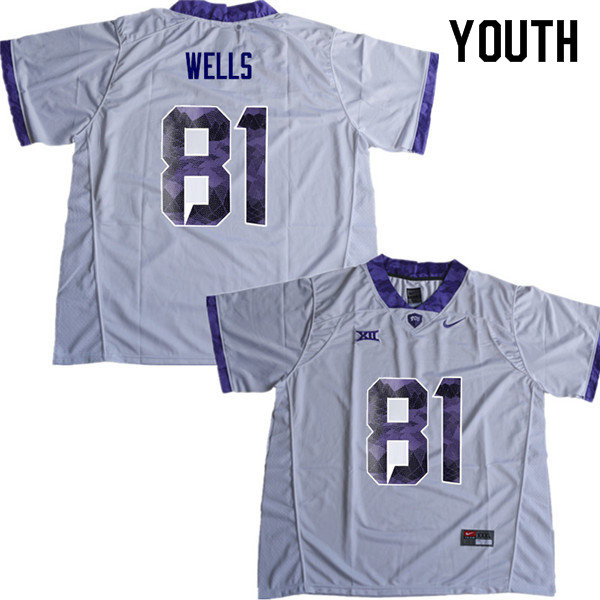 Youth #81 Pro Wells TCU Horned Frogs College Football Jerseys Sale-White - Click Image to Close